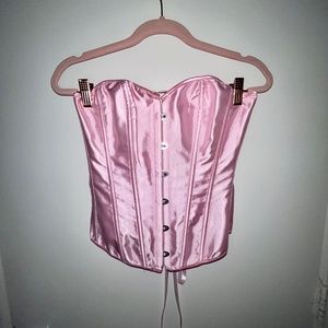 pink satin corset top